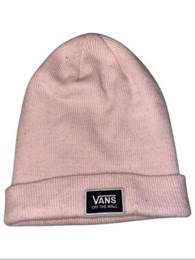 Vans Light Pink Knit Beanie with Logo Patch